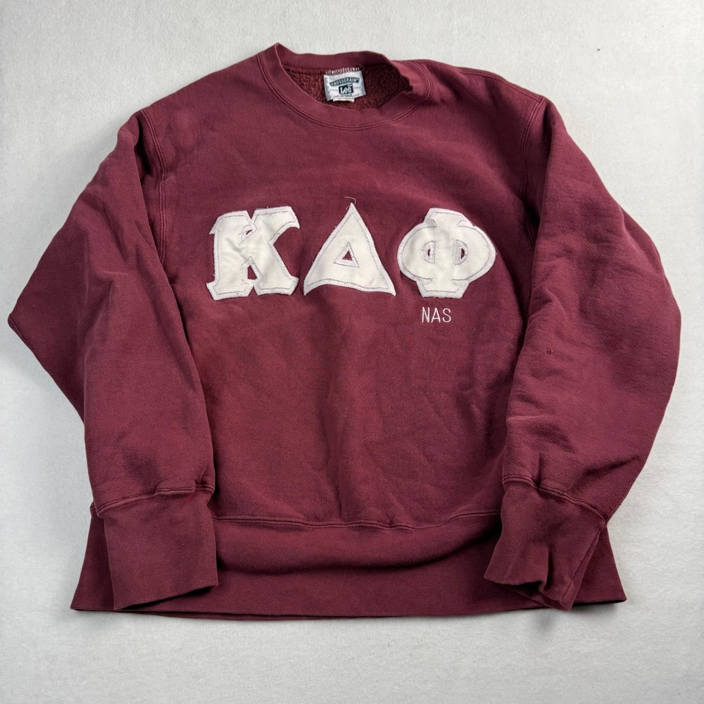 Vintage Lee Crossgrain Kappa Alpha Phi Sweatshirt Mens Large Maroon Greek Letter